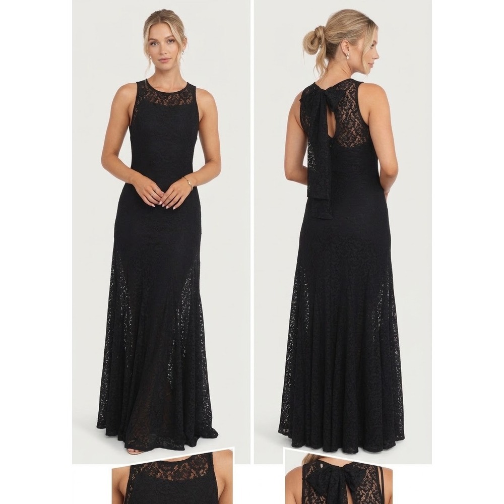 Petal & Pup Keani Floral Lace Sleeveless Maxi Overlay with Back Bow Detail XL